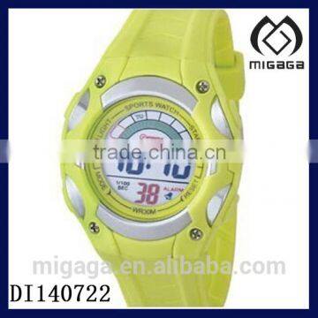 green soft pvc strap digital watch for kids with backlight multifunctional