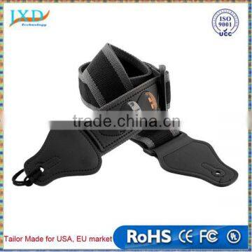 Electric Acoustic Bass Guitar Strap W/3 Picks Plectrums Holders Leather Ends Multifunction Black Useful Nylon
