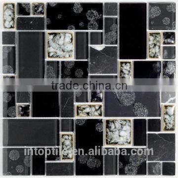 2016 elegant decoration black glass mix stone mosaic tile for wall                        
                                                                                Supplier's Choice