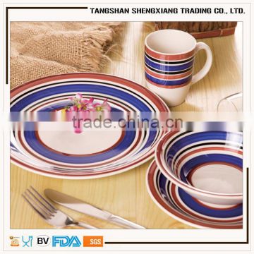 hotsale 16pcs hand printed stoneware dinnerware set