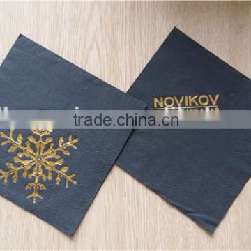 Disposable printed dyeing paper napkins/black printed napkin with customized logo