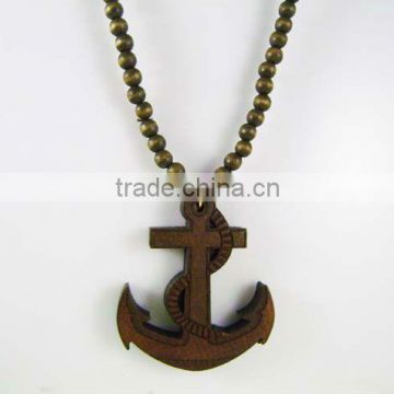 wood snake anchor necklace