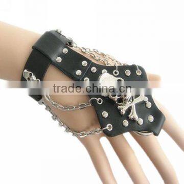Cool skull charm boys leather bracelet
