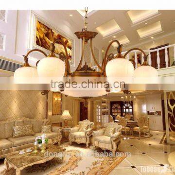 Marble Classical Full Copper Luxury Decorative Light Hotel Chandelier For High Ceiling 5 Heads 608-5H photo-3