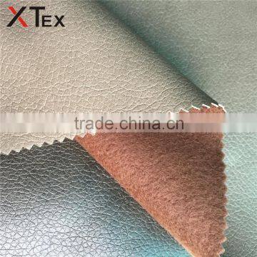 15%PU 85% Polyester Printed and Embossed Blue Upholstery pu Leather Fabric for Sofa Bed photo-4