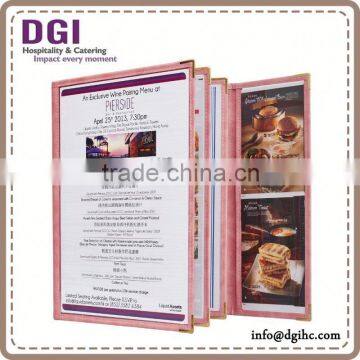 Hong Kong supplies provided high quality table top / A4 restaurant pu menu/ folder leather design