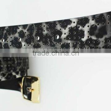 2015 Designer Fashion Women's Leopard Pointed Plain Pierced Belt With Fuax Leather Factory China photo-6