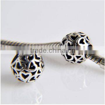 Popular 925 sterling silver oxidized charm beads