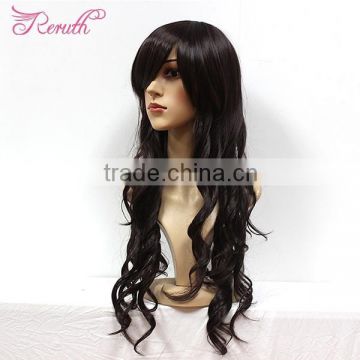 Hot Sale Natural Black Color Wavy Human Long Wig