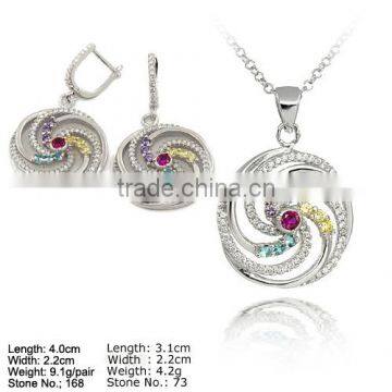 SZ2-0003 925 Silver Fashion Silver Jewelry Set Colorful Round Shaped Jewelry Set