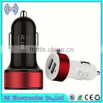 High Efficiency Dual Port Car USB Charger 5V 2.1A Dual USB Car Charger With LED Chian Supplier