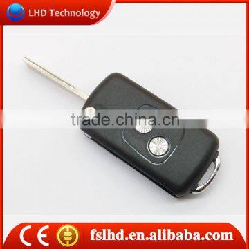 Hot sale Peugeot 407 2 buttons flip remote key shell with groove blade for cars