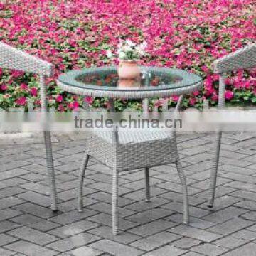 used table and chair for restaurant in wicker