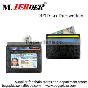 MK339 Hot sale black genuine leather men card holder RFID blocking short wallet                        
                                                                                Supplier's Choice