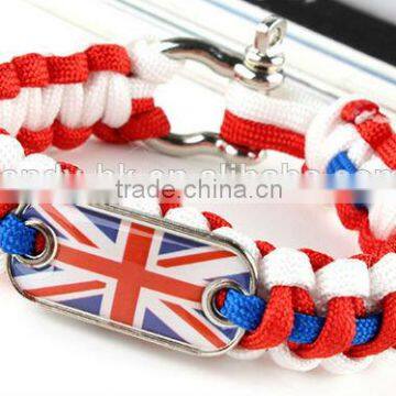 United Kindom Paracord 550 Survival Bracelet with Metal Charm