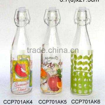 CCP701AK5 round glass water bottle with decal printing