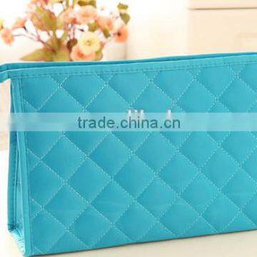 Good Quality Quilted Microfiber and Satin Fashion Travel Cosmetic Bag