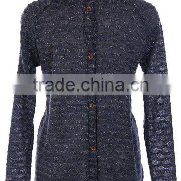 SHIMMERING TRIM PATTERN KNIT PULLOVER