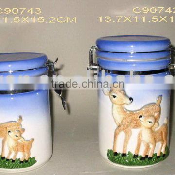 ceramic canister set with animal design