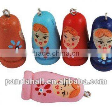 Hand-painted Wood Russian Doll Pendants for Children's Day(TB581Y)