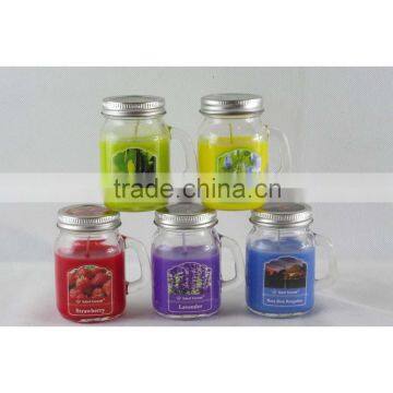 scented colored jar candle with handle size 54D *75H