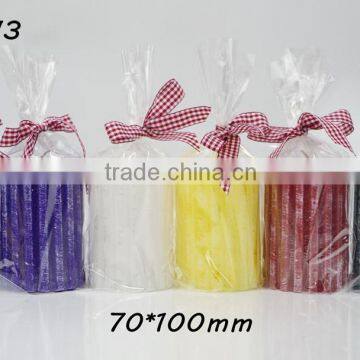 Smelless Falt Top Candle, Colourful Solid-color Geer Rustic Pillar Candle photo-3