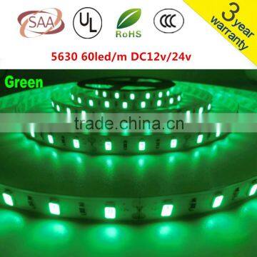 SMD 5630 LED Strip Super Bright 60led/m led tape light DC 12V Green color 5m/lot