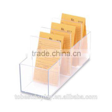 beautiful 4 pockets acrylic envelope holder with dividers shenzhen factory