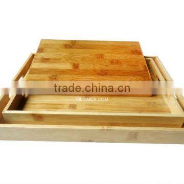 Set 3 rectangular tray, coiled bamboo