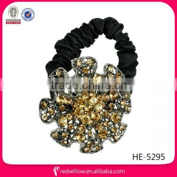 Manufacture wholesale diamante flower hair rubber bands