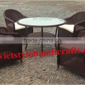 WICKER DINING SET,OUTDOOR FURNITURE WITH BEST PRICE ,ALUMINUM ,STEEL FRAME IN VIET NAM