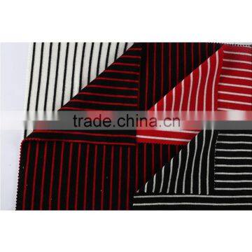 Shaoxing soft feeling yarn dyed stripe interlock TR knit thin stretch fabric