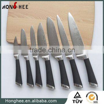 Anti Slip Rubber Coating Full Tang Handle Damascus Chef Knife Set