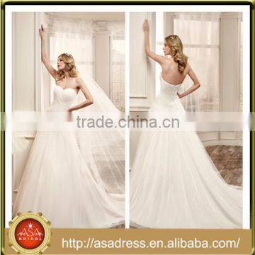 VDN15 Generous Strapless A Line Bridal Wedding Gown Directionally Pleated Bodice Dropped Waistline Wedding Dress for Weddings