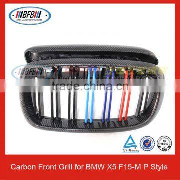 M Colors Carbon Fiber Front Grille Dual Slat Fit for BMW X5 F15 M P Style