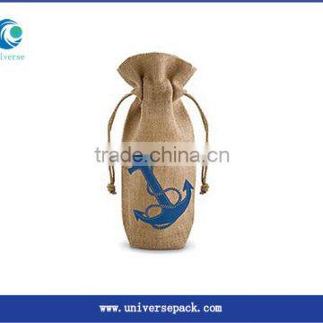 Wholesale Portable Bags Packing Design Picture Printed Jute Wine Bag