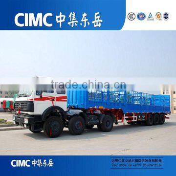 CIMC 3 axle flatbed cargo fence truck semi trailer with stakes