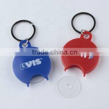 euro round shopping cart coin with keyring