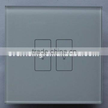 New design HY302HD 2 gang top quality glass screen wall touch switch with indicator light