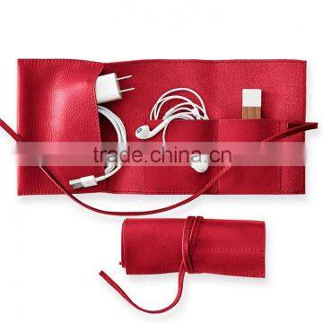 Leather phone Charger Roll Up bag