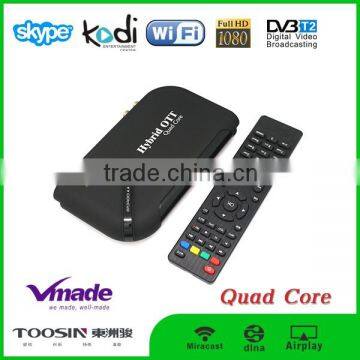 Hybrid tv receiver android 4.4 quad core amlogic s805 android dvb t2 tv box