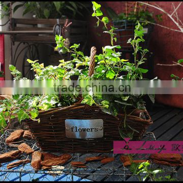 oval unpeeled iron with handle flower baskets