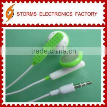 Green color earphone inear headphones with 15mm speaker