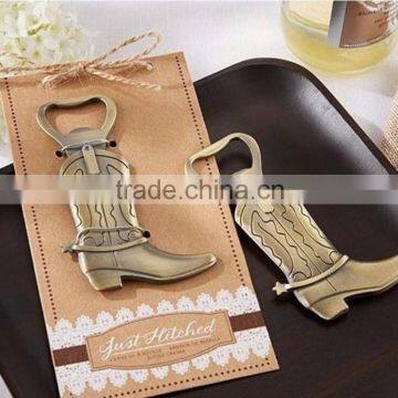 "Just Hitched" Cowboy Boot Bottle Opener cheap wedding gift for guest