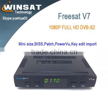 Pre-sale!!! Freesat V7 super mini DVB-S2 satellite receivers support PowerVu, bisskey and cccam with dongle supported