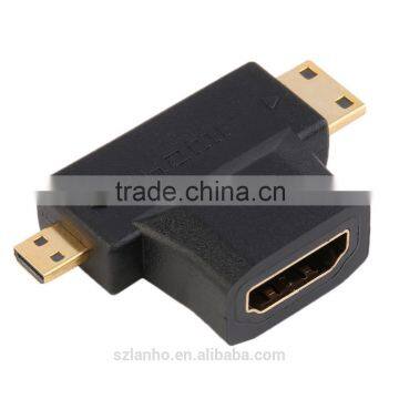 Black HDMI Type A Female to Male Mini Type C Male Micro Type D Adapter