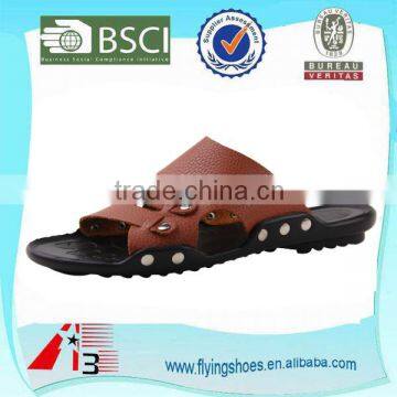 china factroy rubber pu leather slipper , summer beach sandal slipper , fashion leather men slipper