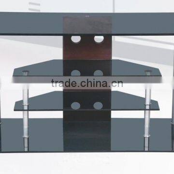 CHEAPER DESIGN LCD TV STAND TV SHELF METAL FRAME BLACK GLASS photo-2