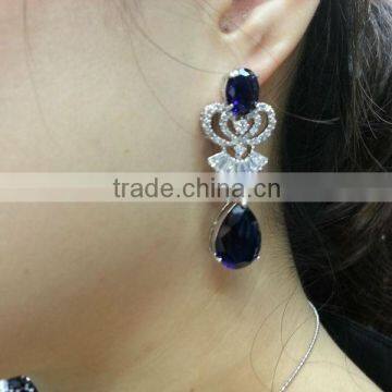 Hot seller new design sapphire heavy bridal earring