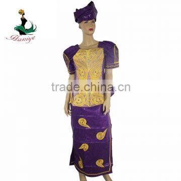 2016 Haniye Bazin African high quality embroidery women's Clothes riche kaftan nice Lady dress